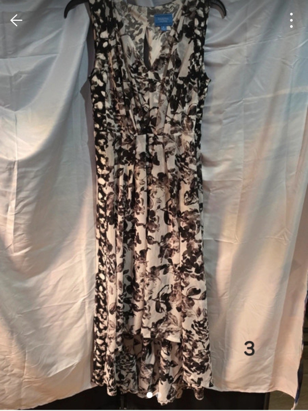 Vera Wang Black and White Floral Hi-Low Dress